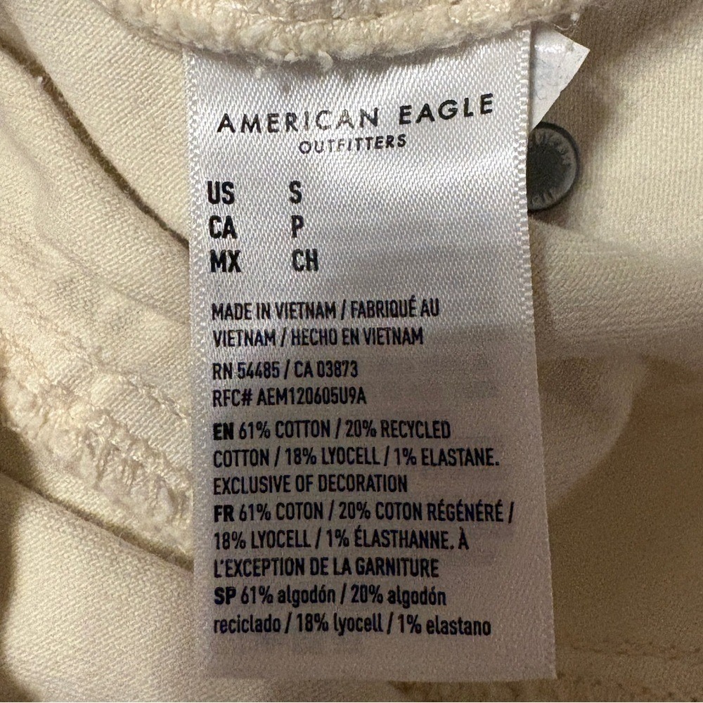American Eagle Cream Sleeveless Vest Womens XS Biker Cotton Zip Pockets NWT - Picture 4 of 4